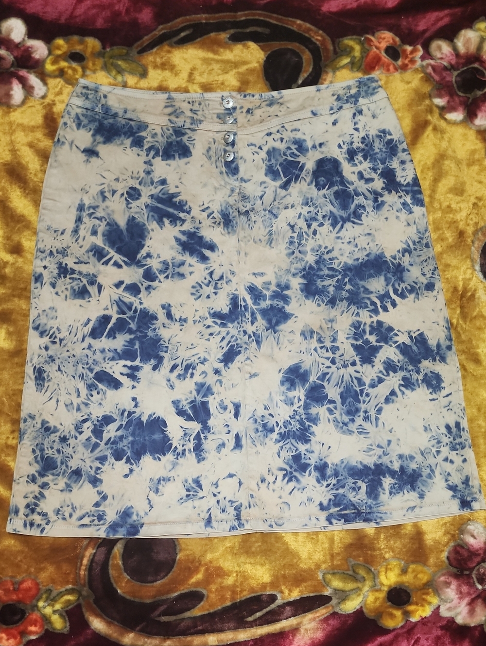 Vintage Blue Denim Tie-Dye Women’s Skirt